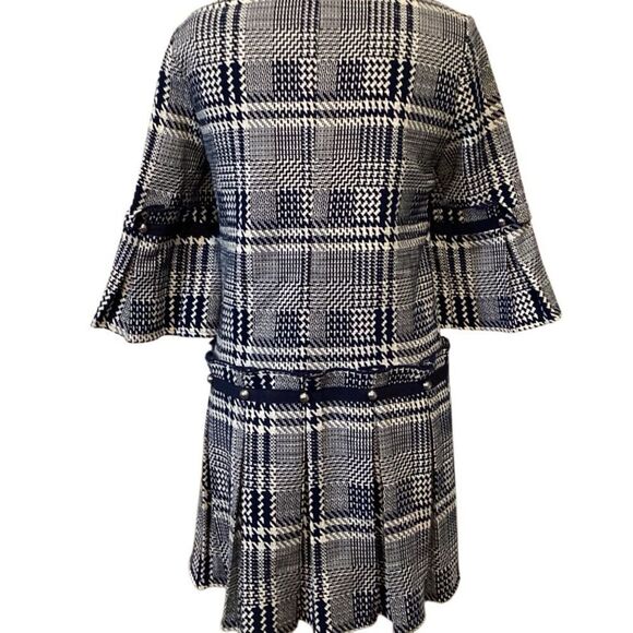 Prose & Poetry Navy Blue & White Plaid Drop Waist Shift Dress Size M - Picture 13 of 14
